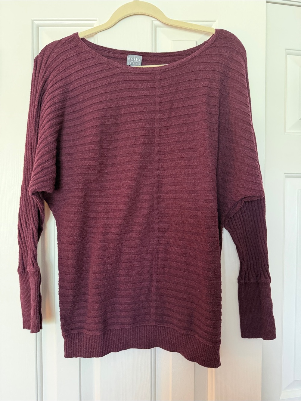 Soho Ribbed Boatneck Sweater in Wine